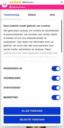 Anteprima del sito Glazenstore, media di Paesi Bassi per articoli sponsorizzati