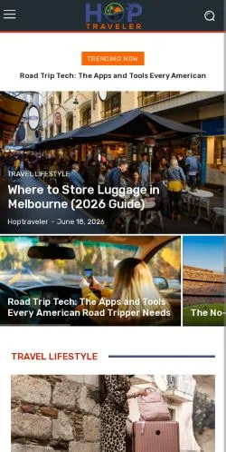 Anteprima del sito Hoptraveler, media di Stati Uniti per articoli sponsorizzati
