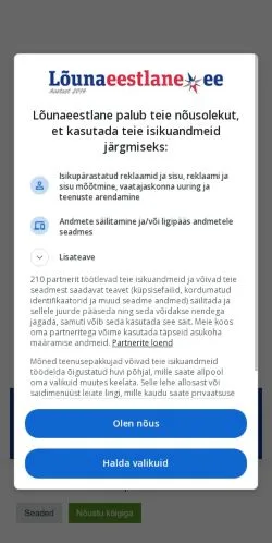 Podgląd witryny Lõunaeestlane, medium z kraju Estonia do artykułów sponsorowanych