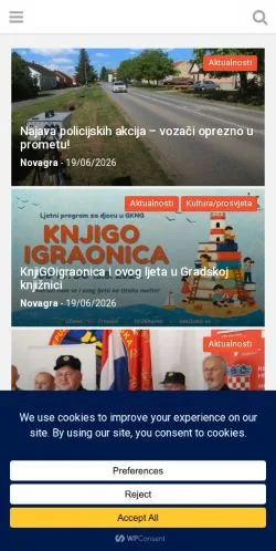 Anteprima del sito Novagra, media di Croazia per articoli sponsorizzati