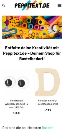 Forhåndsvisning av nettstedet Peppitext, medium fra Tyskland for sponsede artikler