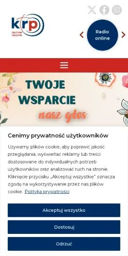 Pré-visualização do site Katolickie Radio Podlasie, meio de Polônia para artigos patrocinados