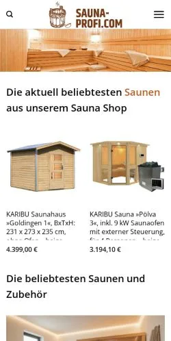 スポンサード記事向けのドイツメディア、Sauna Profiのサイトプレビュー