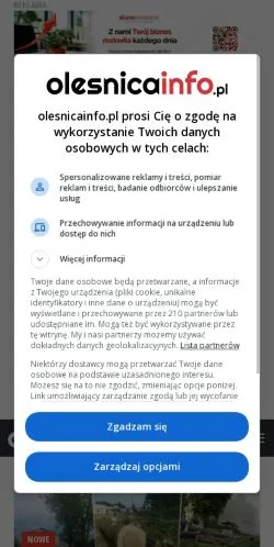 Anteprima del sito OlesnicaInfo, media di Polonia per articoli sponsorizzati