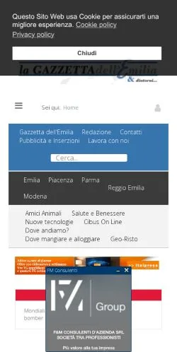 스폰서 기사용 이탈리아 매체 Gazzetta dell'Emilia 사이트 미리보기