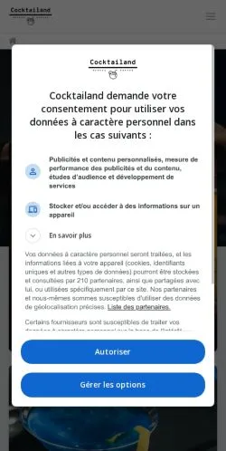 Vista previa del sitio Cocktailand, medio de Francia para artículos patrocinados