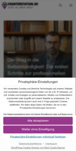 Preview of the Counterstation website, a media outlet in Germany for sponsored articles