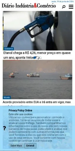 Podgląd witryny Diário Indústria & Comércio, medium z kraju Brazylia do artykułów sponsorowanych