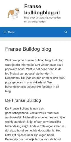 Podgląd witryny Franse Bulldog Blog, medium z kraju Holandia do artykułów sponsorowanych