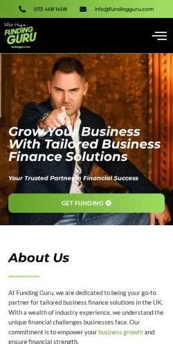 Anteprima del sito Funding Guru, media di Regno Unito per articoli sponsorizzati