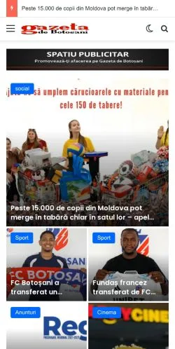 스폰서 기사용 루마니아 매체 Gazeta De Botoșani 사이트 미리보기