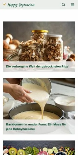 Anteprima del sito Happy Vegetarian, media di Germania per articoli sponsorizzati