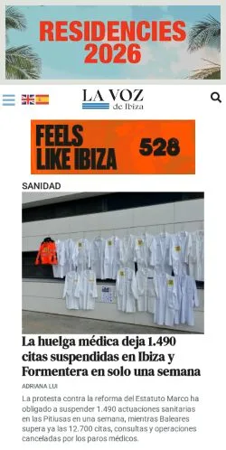 Anteprima del sito La Voz De Ibiza, media di Spagna per articoli sponsorizzati