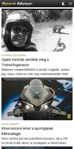 Anteprima del sito SportMotor, media di Ungheria per articoli sponsorizzati