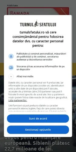 Anteprima del sito Turnul Sfatului, media di Romania per articoli sponsorizzati