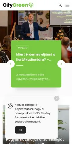Anteprima del sito CityGreen, media di Ungheria per articoli sponsorizzati