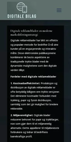 스폰서 기사용 노르웨이 매체 Digitale Bilag 사이트 미리보기