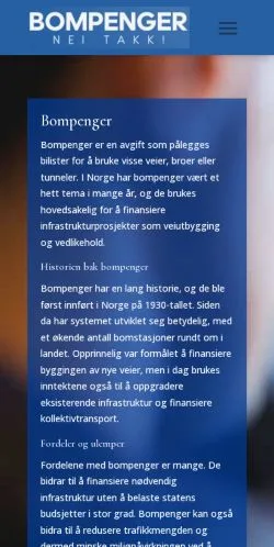 Anteprima del sito Alt Om Bompenger, media di Norvegia per articoli sponsorizzati