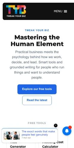 Anteprima del sito Tweak Your Biz, media di Stati Uniti per articoli sponsorizzati