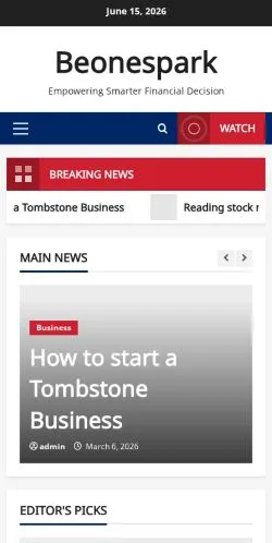 Preview of the Beonespark website, a media outlet in United States for sponsored articles