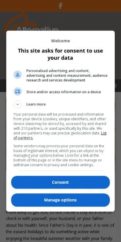 Anteprima del sito Alternative Medicine, media di Stati Uniti per articoli sponsorizzati