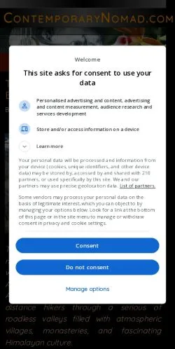 スポンサード記事向けのアメリカ合衆国メディア、Contemporary Nomadのサイトプレビュー