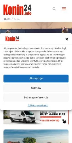 Podgląd witryny Konin24, medium z kraju Polska do artykułów sponsorowanych