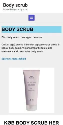 Anteprima del sito Body Scrub, media di Danimarca per articoli sponsorizzati