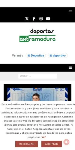 스폰서 기사용 스페인 매체 Deportes Extremadura 사이트 미리보기