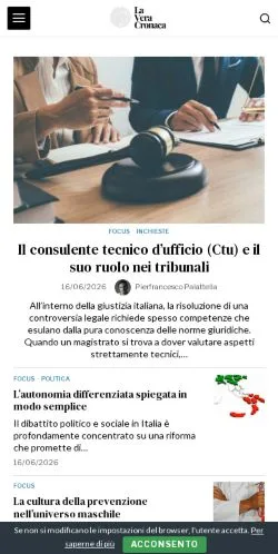 Pré-visualização do site La Vera Cronaca, meio de Itália para artigos patrocinados