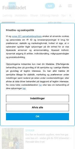Podgląd witryny Folkebladet Lemvig, medium z kraju Dania do artykułów sponsorowanych