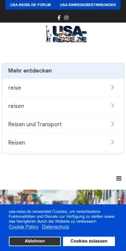 Anteprima del sito USA & Kanada Reise, media di Germania per articoli sponsorizzati