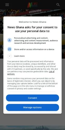 Anteprima del sito News Ghana, media di Stati Uniti per articoli sponsorizzati