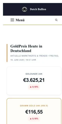 스폰서 기사용 독일 매체 Dutch Bullion 사이트 미리보기