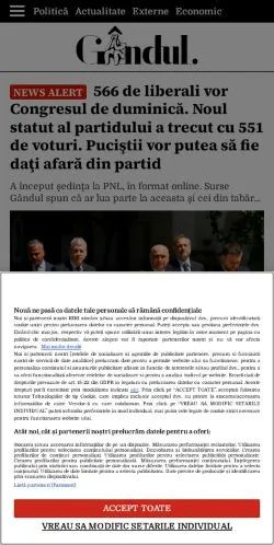 Podgląd witryny Gândul, medium z kraju Rumunia do artykułów sponsorowanych