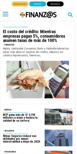 Anteprima del sito Más Finanz@s, media di Spagna per articoli sponsorizzati