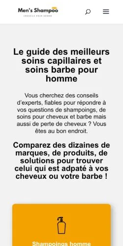 Anteprima del sito Menshampoo, media di Francia per articoli sponsorizzati