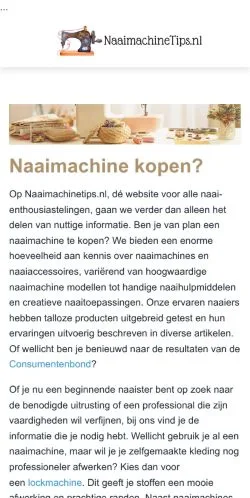 Podgląd witryny Naaimachinetips, medium z kraju Holandia do artykułów sponsorowanych