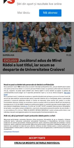 Anteprima del sito Prosport, media di Romania per articoli sponsorizzati
