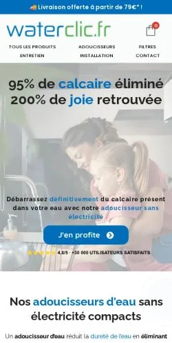 Anteprima del sito Waterclic, media di Francia per articoli sponsorizzati