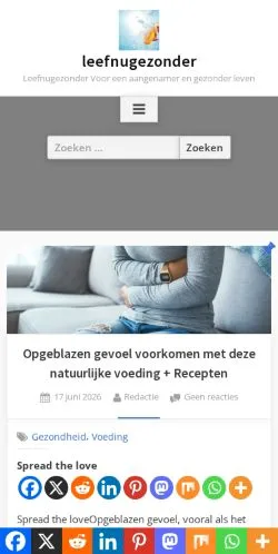 Pré-visualização do site Leefnugezonder, meio de Bélgica para artigos patrocinados