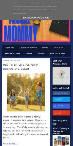 Vista previa del sitio Funky Frugal Mommy, medio de Reino Unido para artículos patrocinados