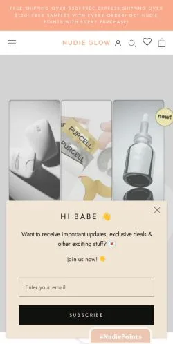 Anteprima del sito Nudie Glow, media di Stati Uniti per articoli sponsorizzati