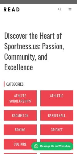 Anteprima del sito Sportness, media di Stati Uniti per articoli sponsorizzati