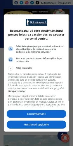 Anteprima del sito Botosaneanul, media di Romania per articoli sponsorizzati