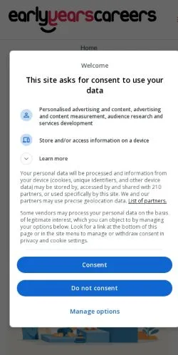 Anteprima del sito Early Years Careers, media di Stati Uniti per articoli sponsorizzati
