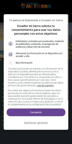 Podgląd witryny Ecuador Mi Tierra, medium z kraju Hiszpania do artykułów sponsorowanych