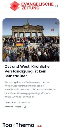 Anteprima del sito Evangelische Zeitung, media di Germania per articoli sponsorizzati