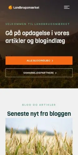 Anteprima del sito Landbrugsmærket, media di Danimarca per articoli sponsorizzati