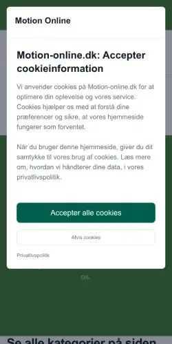 Podgląd witryny Motion Online, medium z kraju Dania do artykułów sponsorowanych